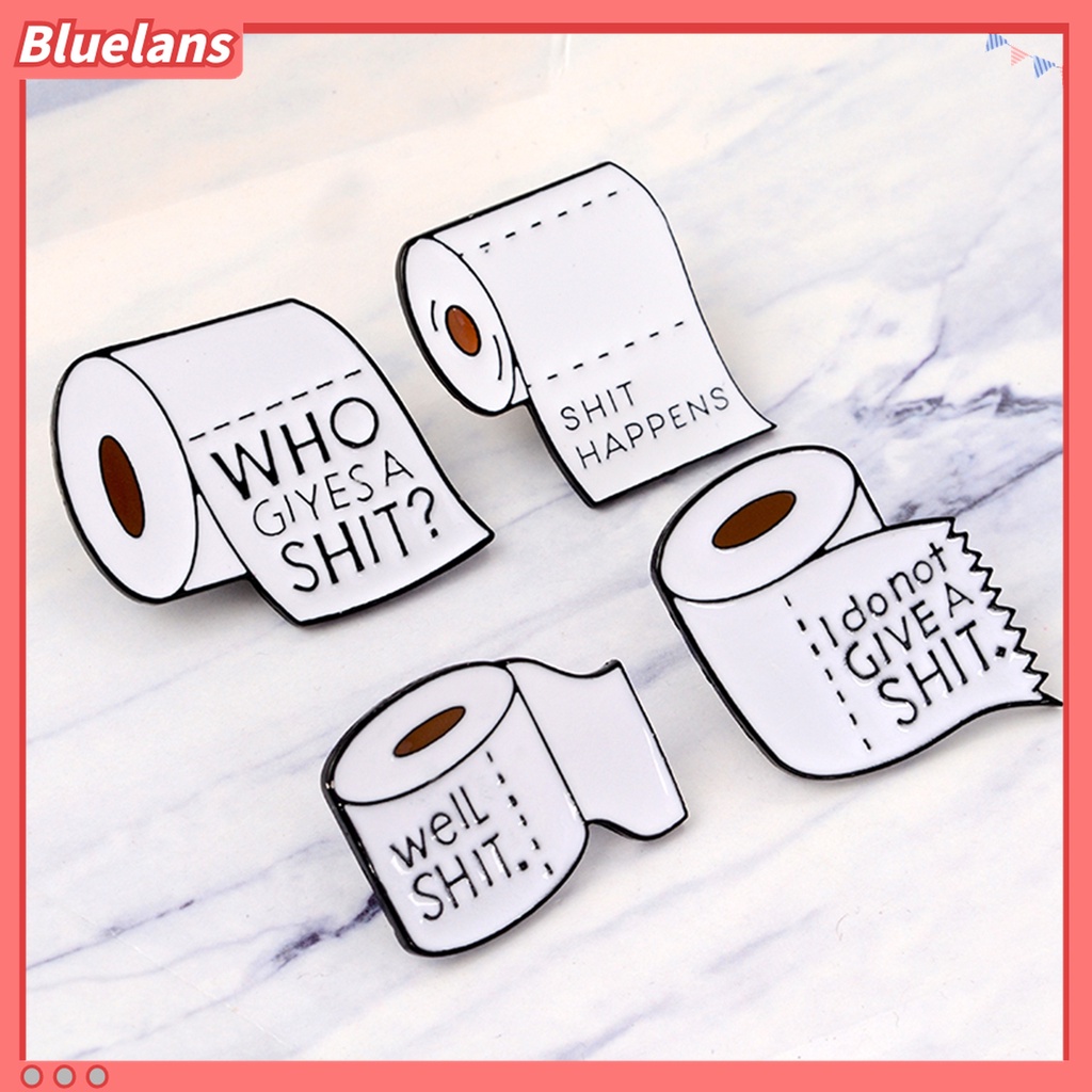 Bros Pin Enamel Bentuk Tisu Toilet Warna Putih Bahan Alloy