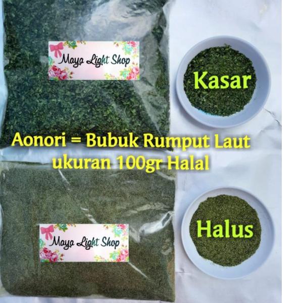 

10.10 Terlaris Aonori 50gr 100gr halus kasar nori flake rumput laut bubuk bahan mentai takoyaki tabur seaweed bumbu tabur !