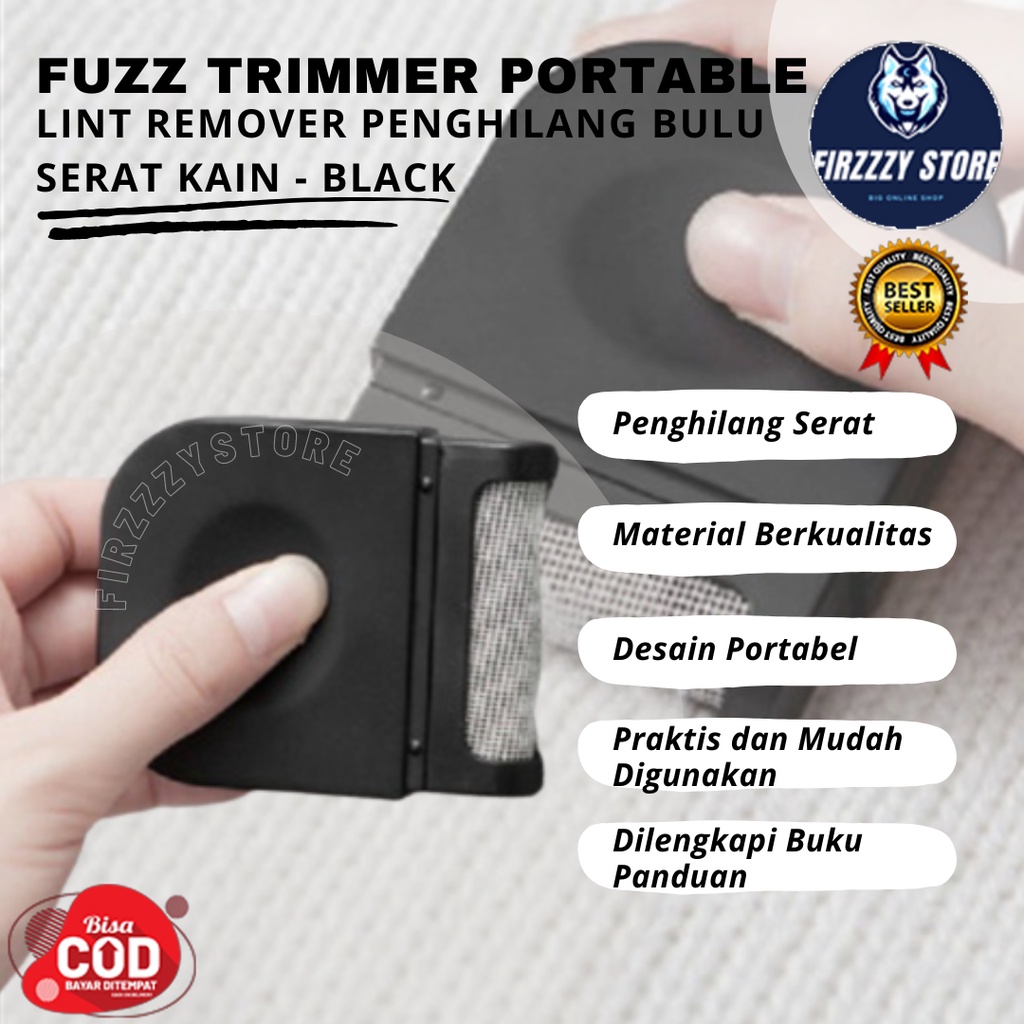 Fuzz Trimmer Portable Lint Remover Penghilang Bulu Serat Kain - Black