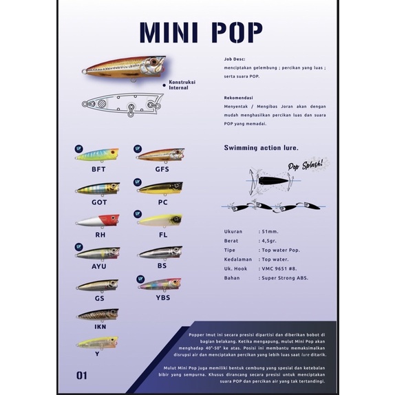 Lure Popper Daimaru Mini Pop 50mm/4.5Gr Floating