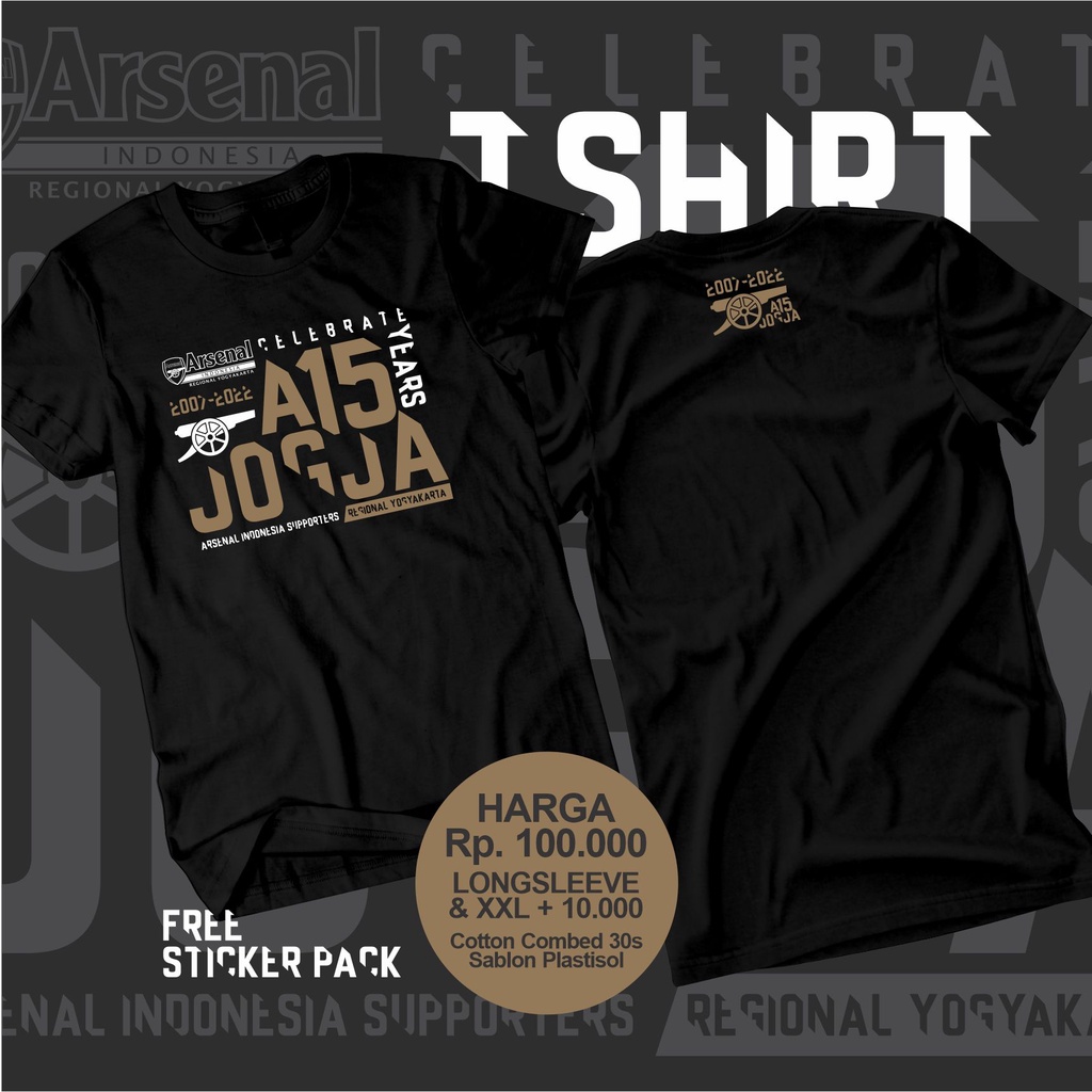 Jual Kaos Anniversary 15th Ais Jogja Free Sticker Pack Arsenal Ais