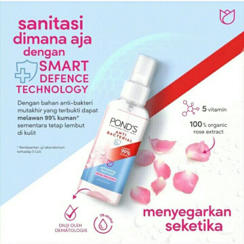 Jual Ponds Refreshing Face Mist Anti Bacterial 50ml Shopee Indonesia