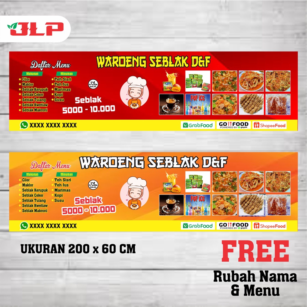 spanduk seblak / desain warung seblak ukuran 200 x 60 cm / banner usaha seblak ukuran 120 x 80 cm