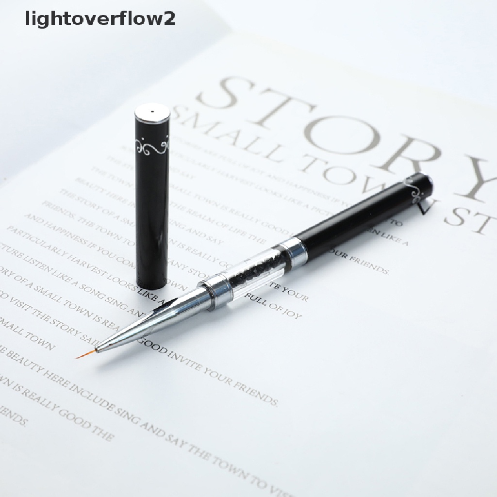 (lightoverflow2) Kuas Liner Nail Art Kepala Ganda Gagang Kristal (ID)