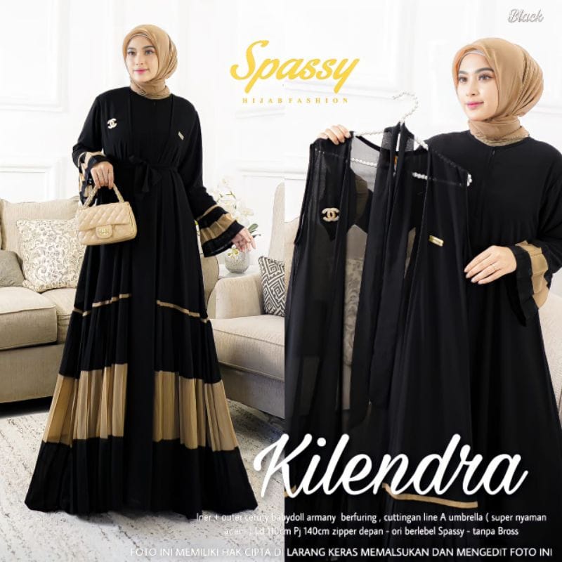 Kilendra Set Busana Muslim Wanita Terbaru Gamis Outer Set Baju Kondangan Wanita Kekinian Setelan Wanita Jumbo Ceruty Babydoll