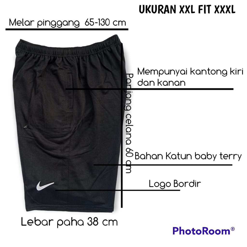 ( PAKET HEMAT 5 PCS ) Celana pendek Jumbo Pria Bahan kaos Baby Terry M L XL XXL XXXL