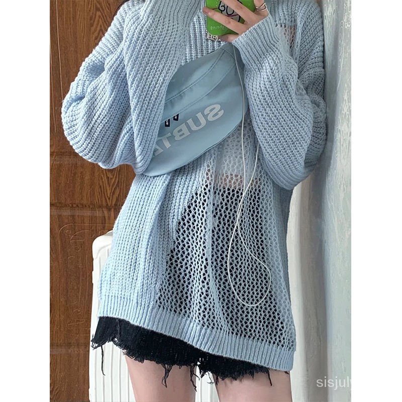 #Sisjuly# Jumper rajutan berongga wanita jumper baru jumper longgar bagian tipis di luar ceruk wanit