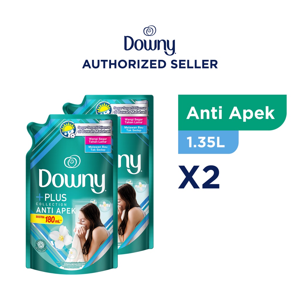 Downy + Collection Anti Apek Pewangi dan Softener Refill 1.35L - Isi 2
