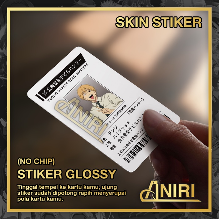 

Chainsaw Man Stiker Skin Kartu E-Toll, Kereta, Timezone Skin Card Anime