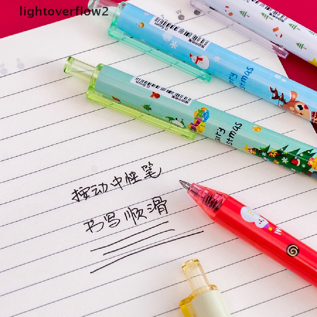 (lightoverflow2) 6pcs / Set Pen Gel 0.5mm Tinta Hitam Retractable Untuk Menulis