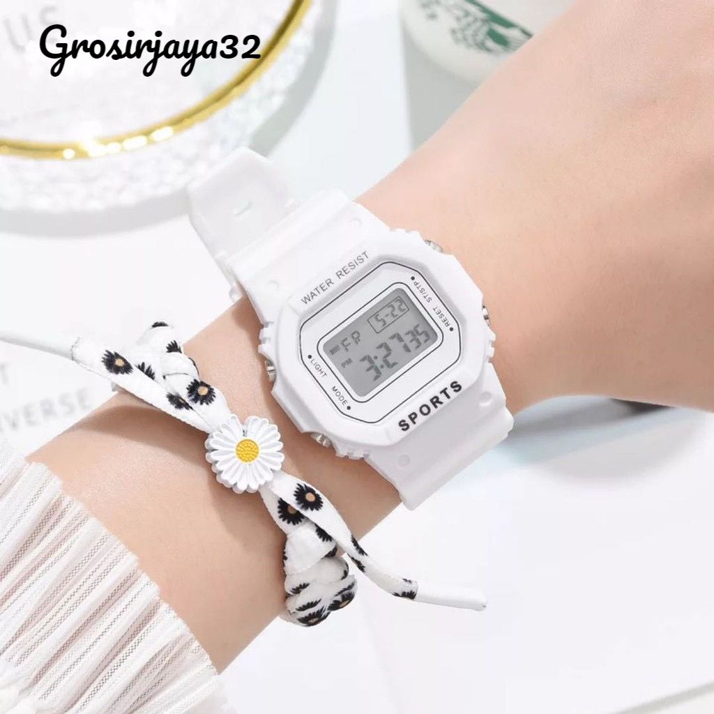 (GROSIRJAYA32) Jam Tangan Digital Bunga Daisy Kecil Anti Air Untuk Wanita / Jam Tangan Motif Bunga