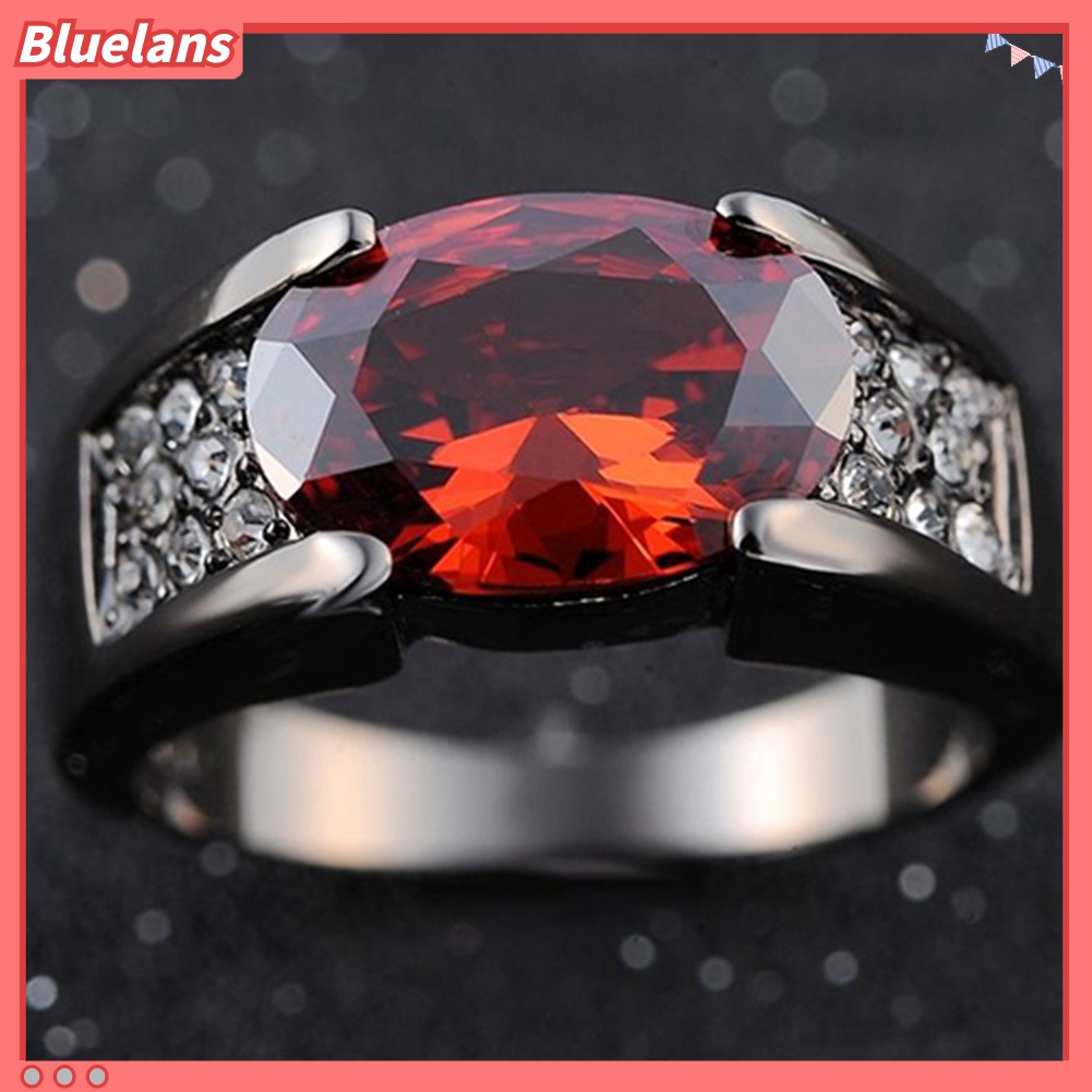 Cincin Berlian Imitasi Warna Merah Ukuran 8-12 Untuk Pria