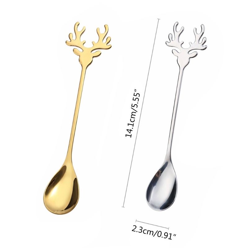 6pcs Sendok Garpu Buah Kopi Bahan Stainless Steel Untuk Hadiah Natal