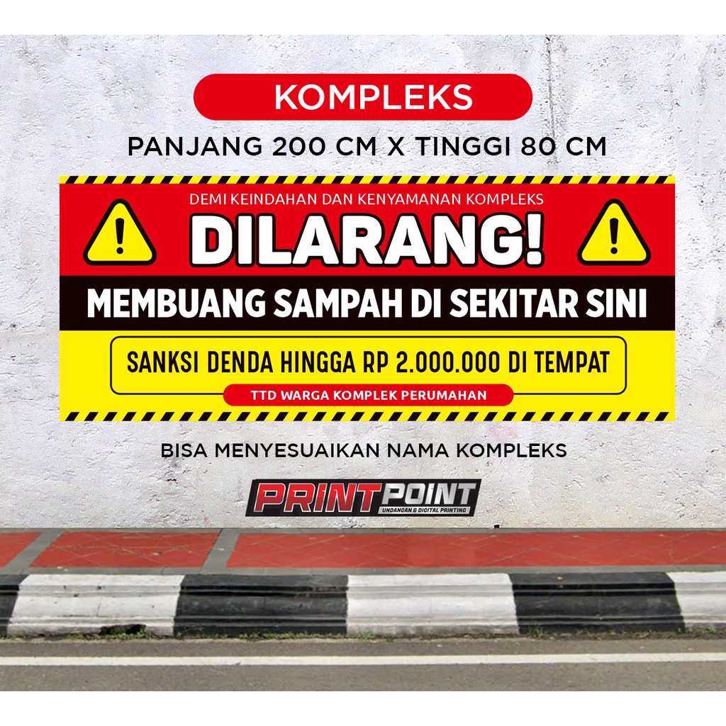 Jual Spanduk Dilarang Buang Sampah Sembarangan Banner Cctv Untuk Kompleks Dan Resmi Bahan Tebal