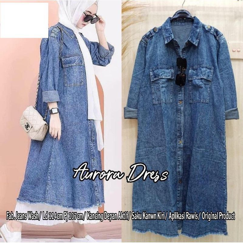 Aurora Tunik Jeans / Dress Aurora Fashion Muslim / Jeans Outer