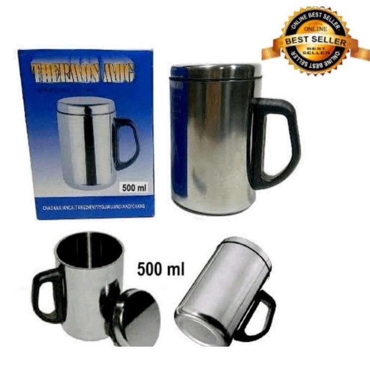 Keren abis--MUG STAINLESS 500ml ORIGINAL / MUG TEBAL