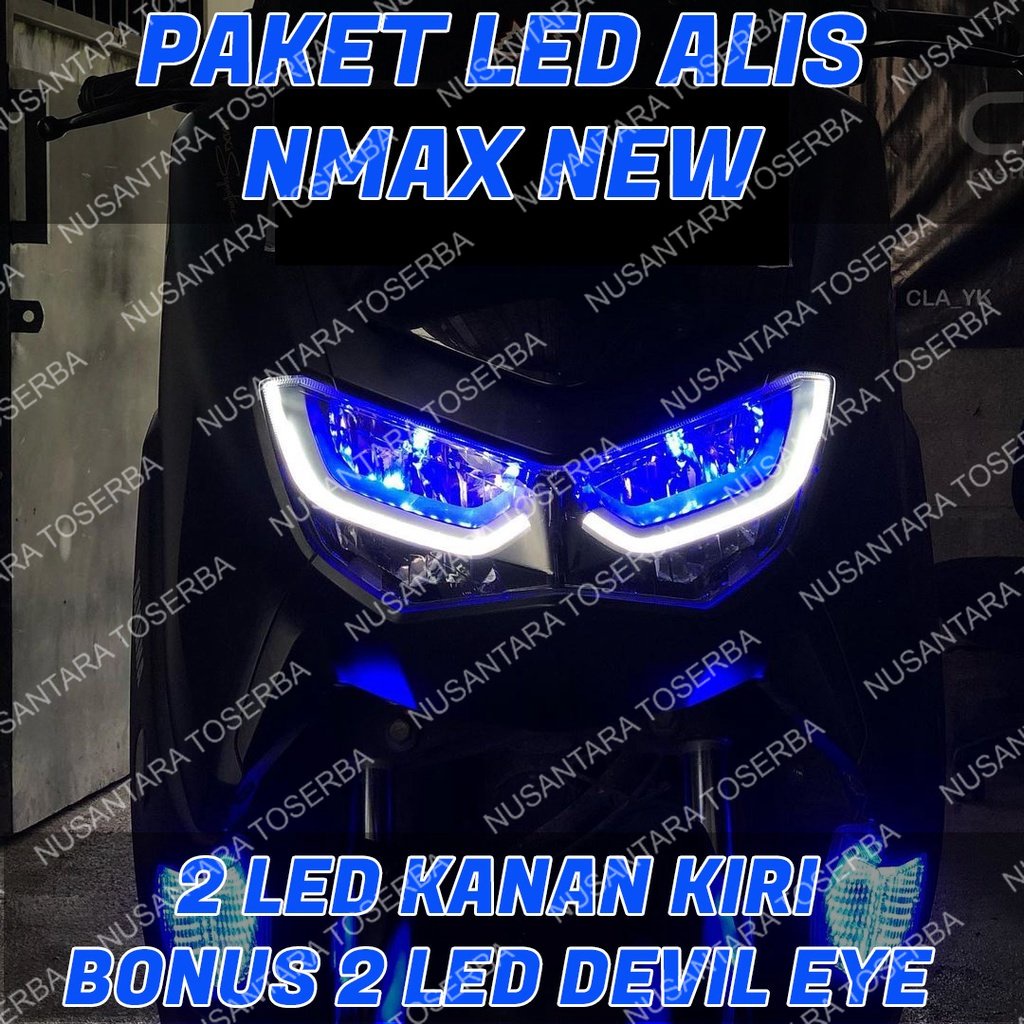PAKETAN LAMPU ALIS NMAX NEW BONUS DEVIL EYE LAMPU ALIS DRL BONUS DEVIL EYES ALL NEW NMAX 2020 2021 2