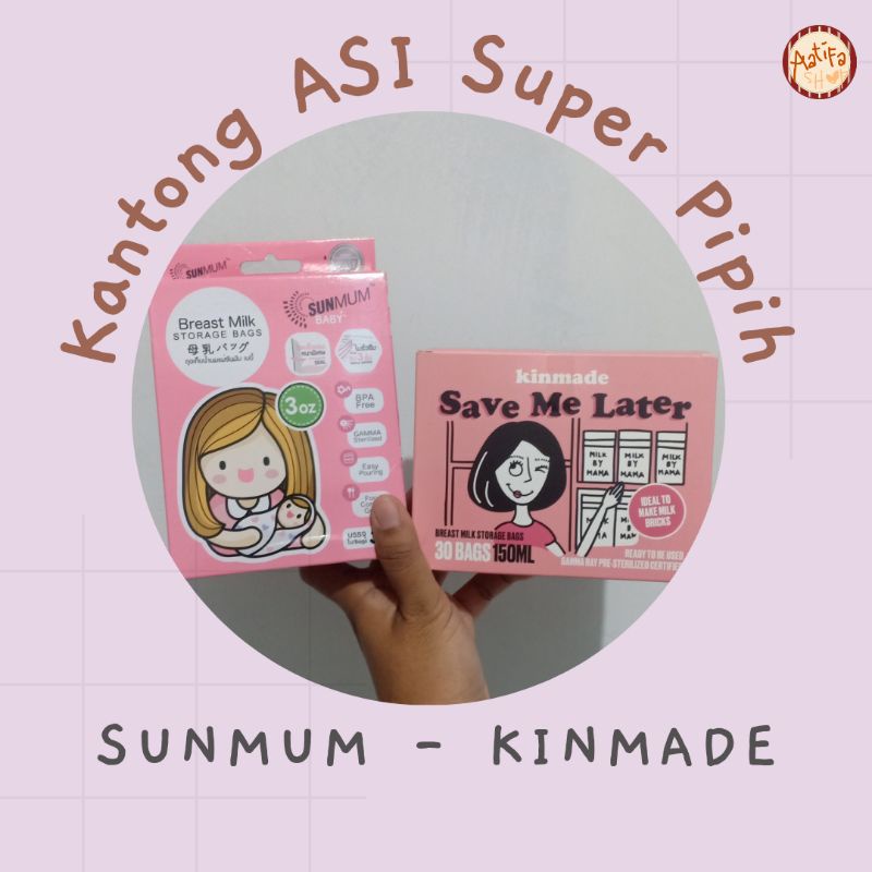 Kantong ASI Natur Sunmum Kinmade 120 ml, 150 ml, 240 ml. Kantong ASI Pipih Tipis. Kantung ASI murah