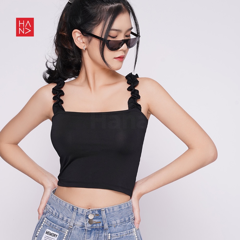 Hana Fashion - Talita Ruffle Tank Top Crop top Polos Wanita [S - XXL] - TT056