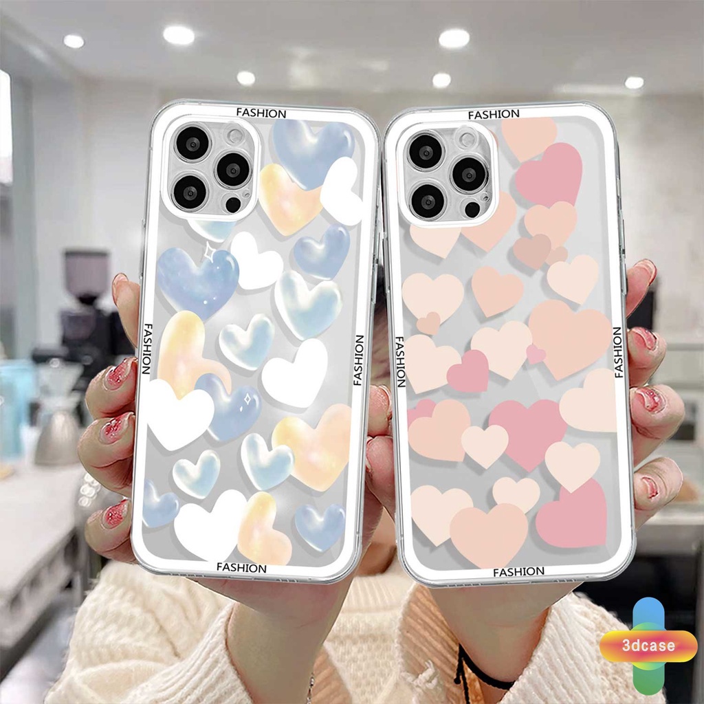 Compatible For Case IPhone 13 12 11 PRO MAX 6 7 6S 8 Plus X XR XS MAX 11 12 13 Se 2020 6SPlus 7Plus 6Plus 8Plus XSMAX A15 A16 A9 A5 A7 A5S Y12 Y20 Y15S A12 A03 Colorful Love Heart Silicone Case