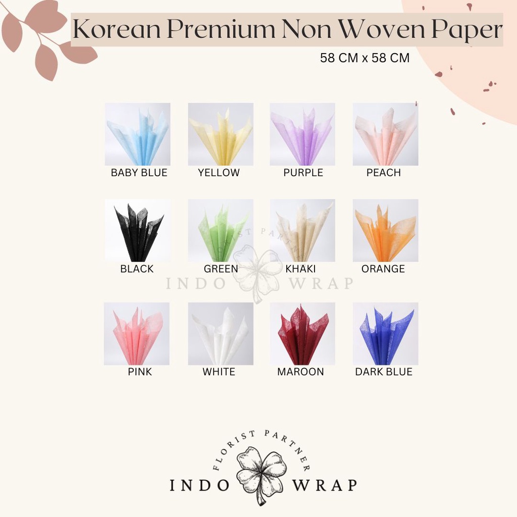 

[15 LEMBAR] KERTAS FLOWER WRAPPING KOREAN PREMIUM NON WOVEN PAPER KERTAS BUKET BUNGA HAND BOUQUET