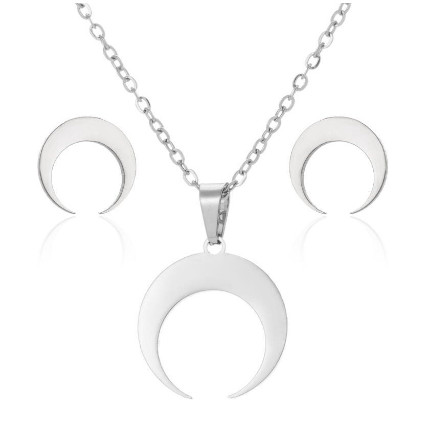 Kalung Rantai Klavikula Bentuk Bulan Sabit Geometris Gaya Eropa Amerika