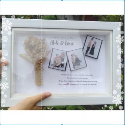 TERLARIS frame 3d polaroid wedding gift pop up kado unik jam ucapan pernikahan kado anniversary happ