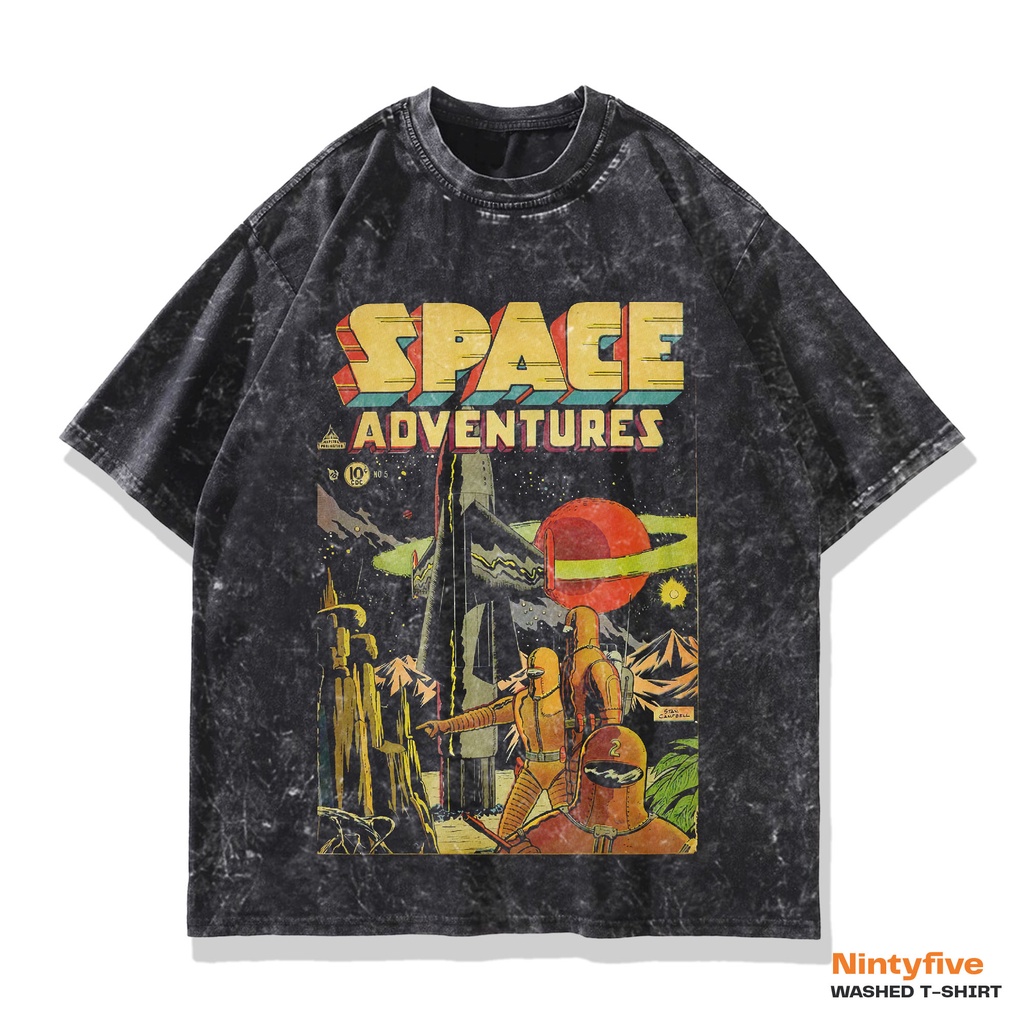 Tshirt Space Adventure Comic Vintage Oversize Washed Washing
