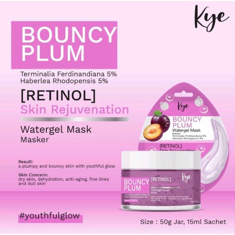 KYE BOUNCY PLUM WATERGEL MASK 15ML &amp; 50GR TREATMENT MASKER WAJAH