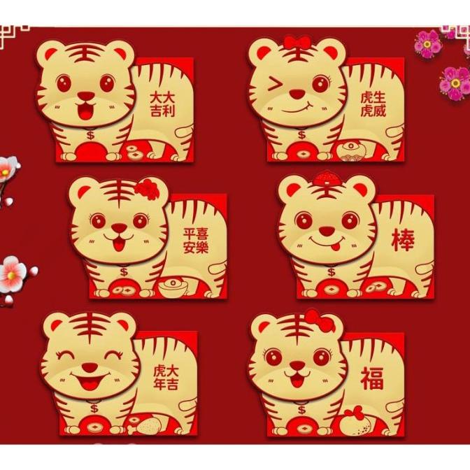 

TH382 6pcs Pak Amplop Angpao Tahun Baru Cina Imlek 2022 Warna Merah