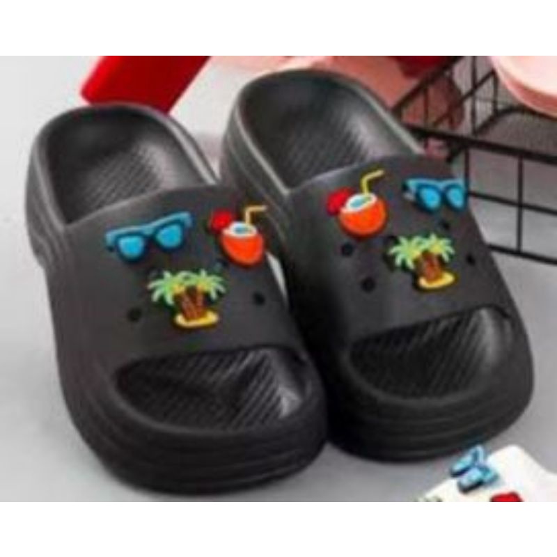 Sandal Crocs Fuji Wedges Motif Pantai Accesories Import High Quality RF