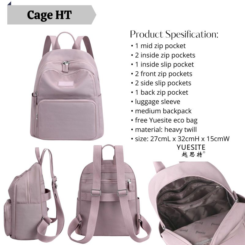 YUESITE CAGE MEDIUM BACKPACK TAS RANSEL SEDANG WANITA CEWEK TRAVEL BAG