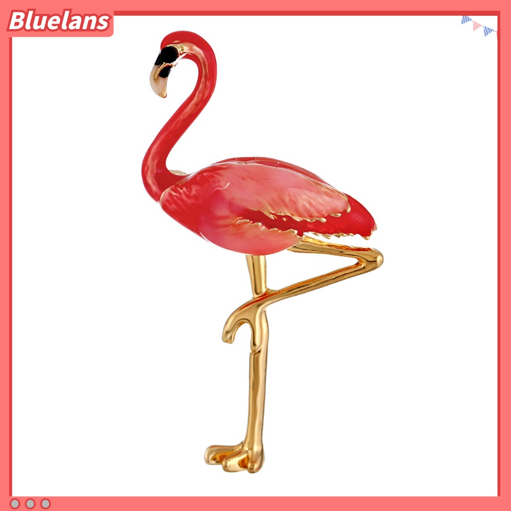 Bluelans Red Enamel Flamingo Bird Brooches Pin Breastpin Women Animal Scarf Dress Jewelry