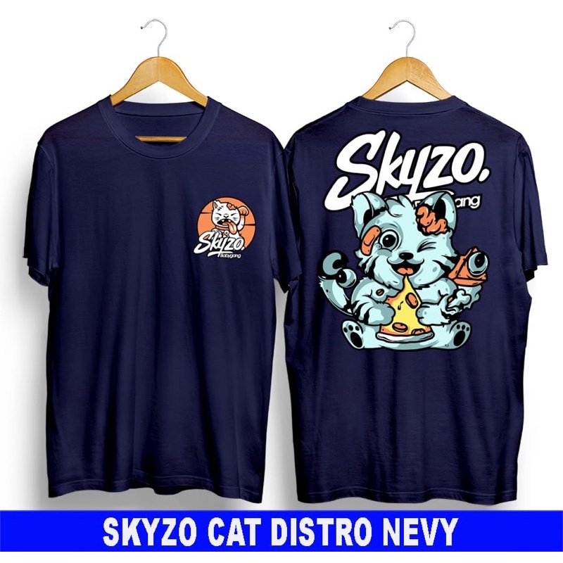 T-shirt Kaos/Baju Distro Original Skyzo Cat Distro Nevy