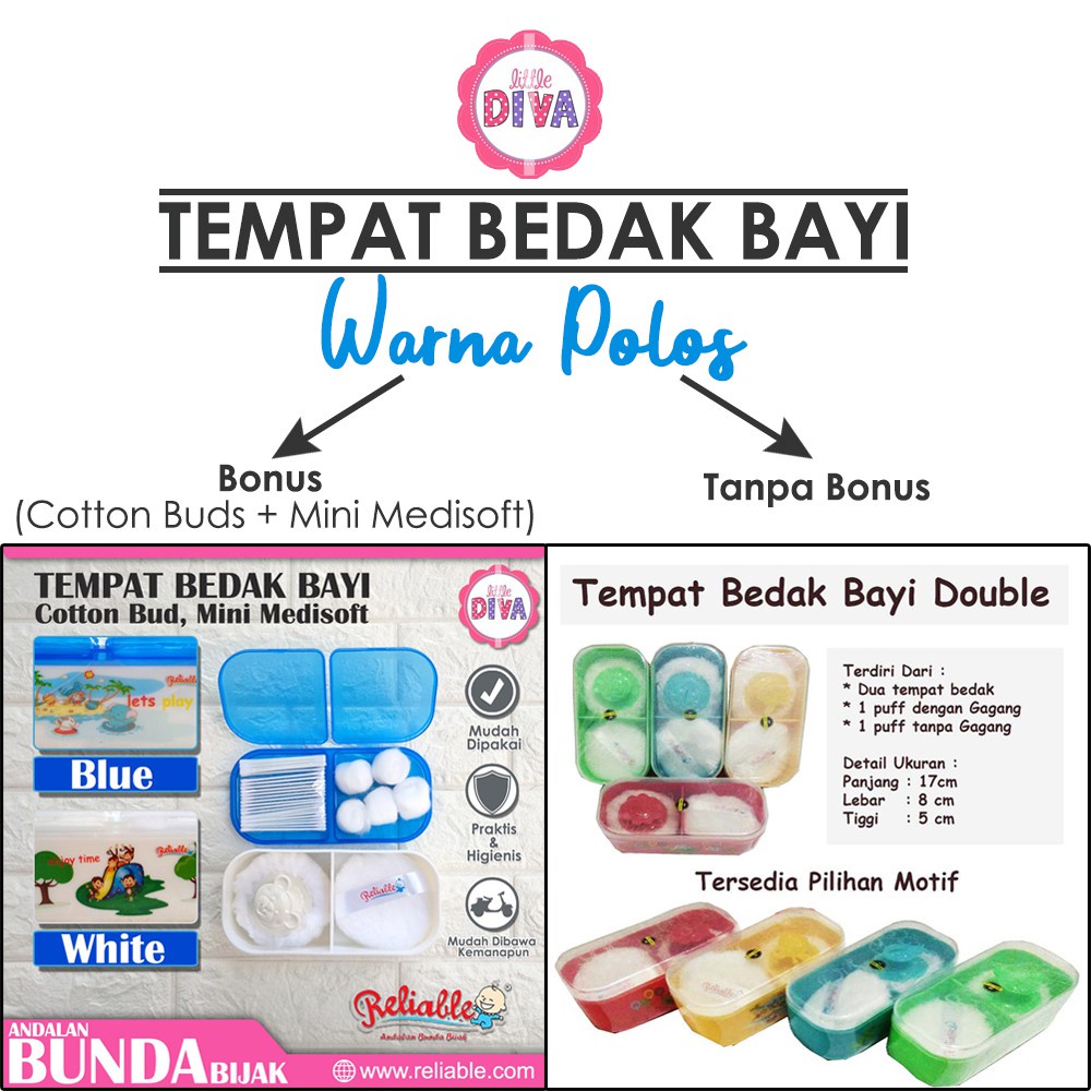 TEMPAT BEDAK BAYI Reliable Lusty Bunny Joeyi Dobel Double ada tempat Cotton Bud / Sabun / cotton ball / Bola KapasSingle TB-1557 TB-1600 TB-1611 TB-1521