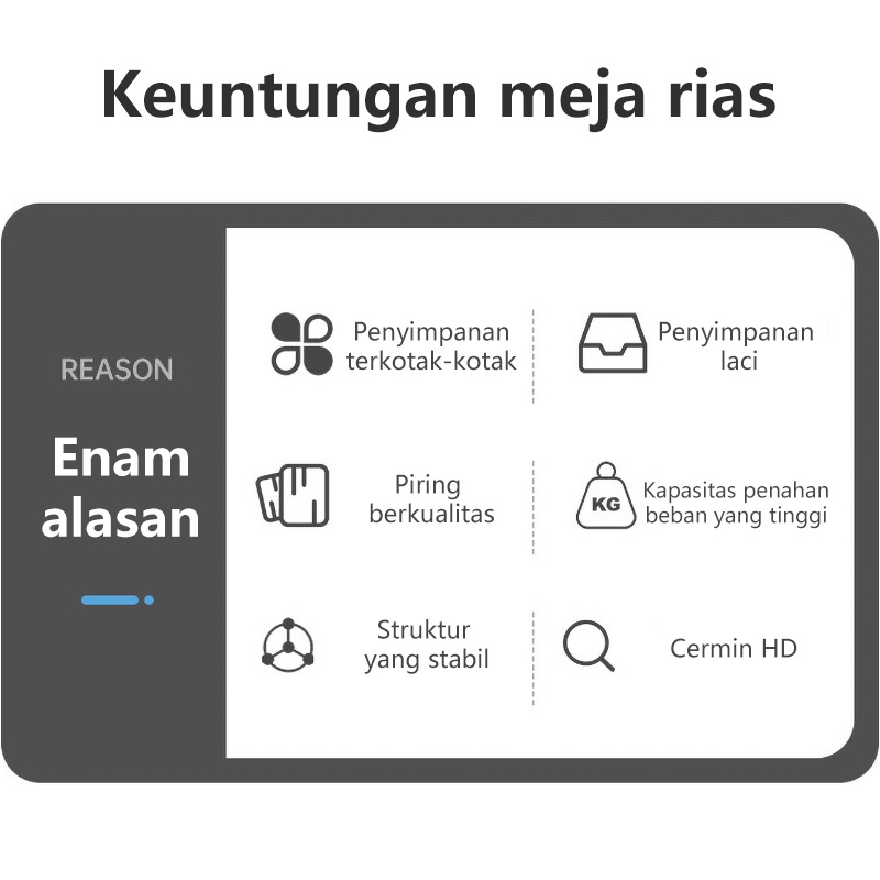 Weyon Sakura meja rias/meja rias Minimalis/meja rias Kecil/meja rias murah/meja rias Dinding/Gaya Kaca Putih+Cermin rias LED ekstra besar + bangku meja rias gratis（D17E）