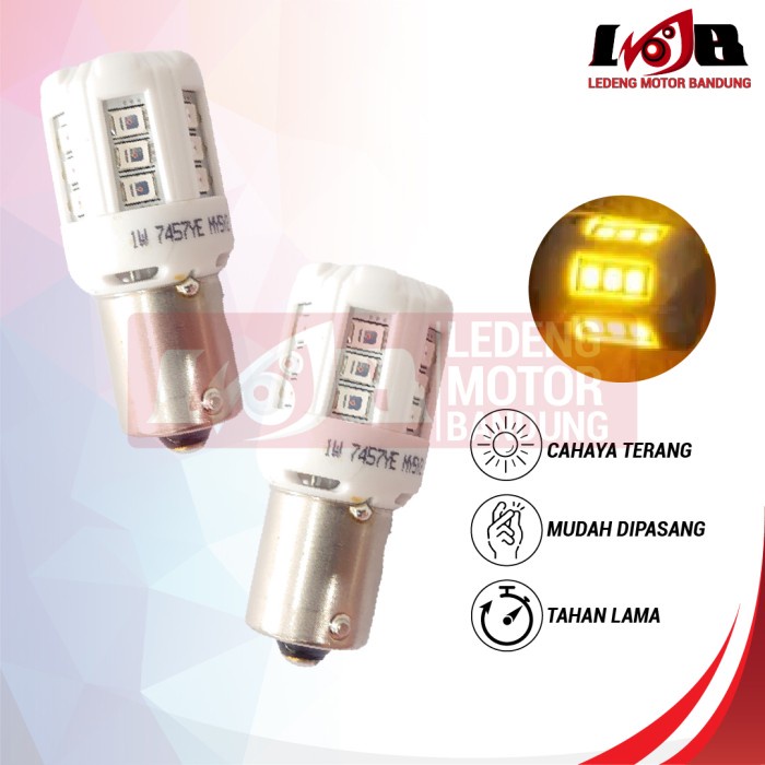 Osram S25 T20 Lampu Sen/Rem Led Riving 18 Mata Sein Mobil Sepasang 12V