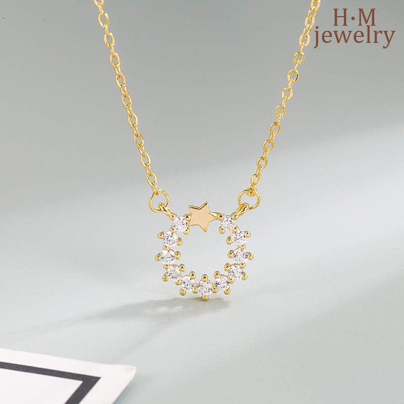 Kalung Rantai Sterling Silver 925 Dengan Liontin Bintang + Zircon AAA Untuk Wanita 2022