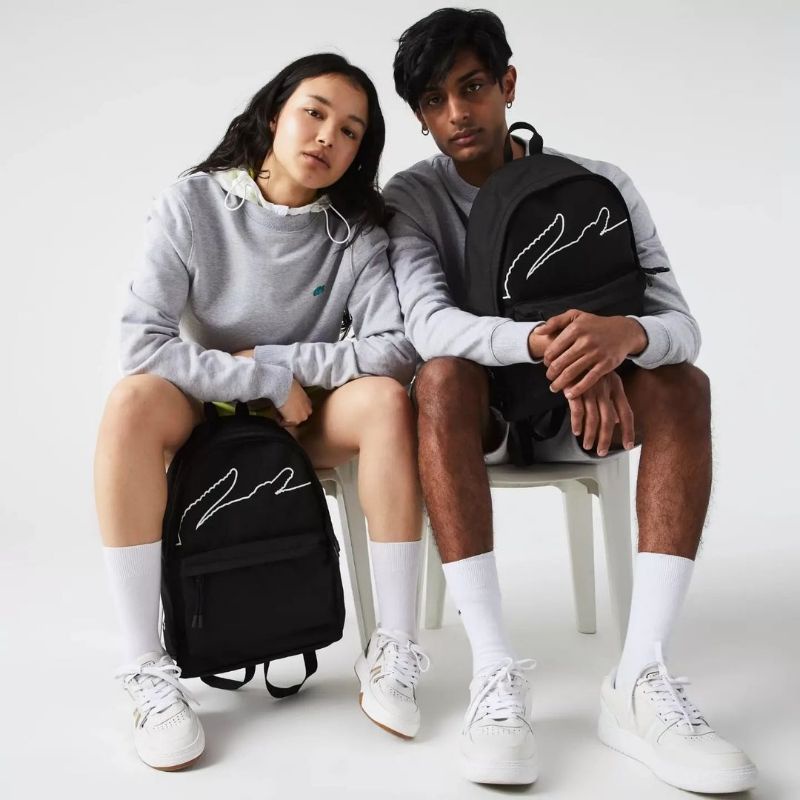 LC0STE Unisex Neocroc Oversized Crocodile Print Canvas Backpack