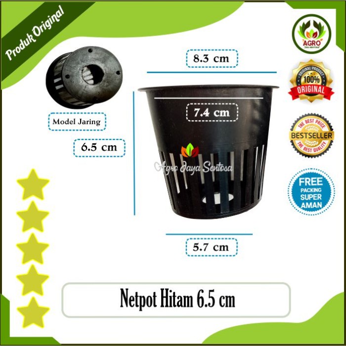 NETPOT HIDROPONIK HITAM DIAMETER 8.3 CM TINGGI 6,5 CM WADAH TANAM HIDROPONIK POT HIDROPONIK HITAM UK