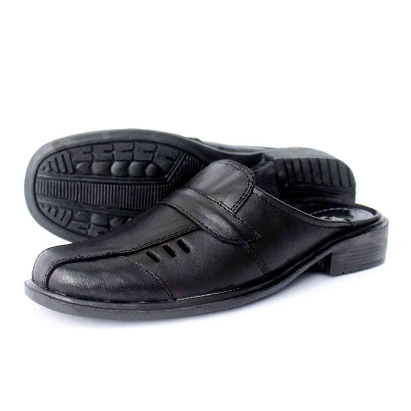 Sandal Slop Bustong Pria Kulit Asli Semi Formal