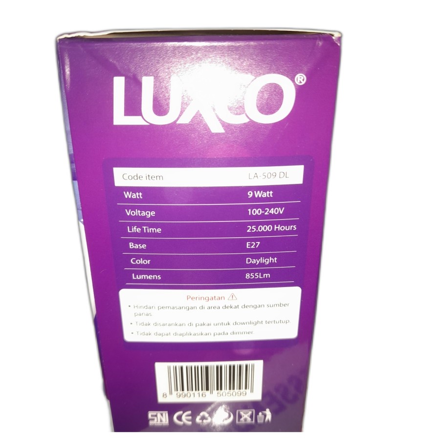 Lampu Led LUXCO ASTHA 9W Garansi 1 tahun..Cahaya Putih