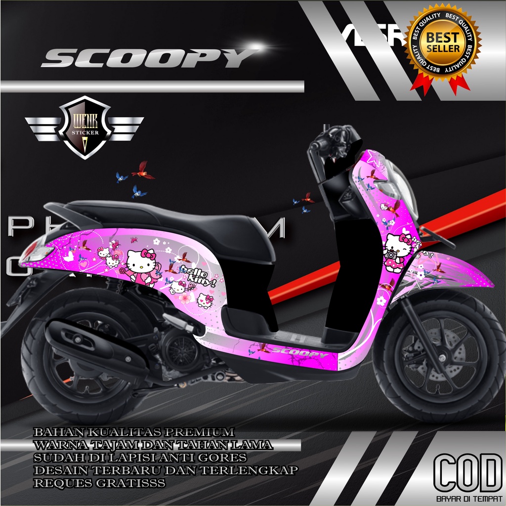 DECAL STICKER SCOOPY HELLO KITTY, KITTY HELLO