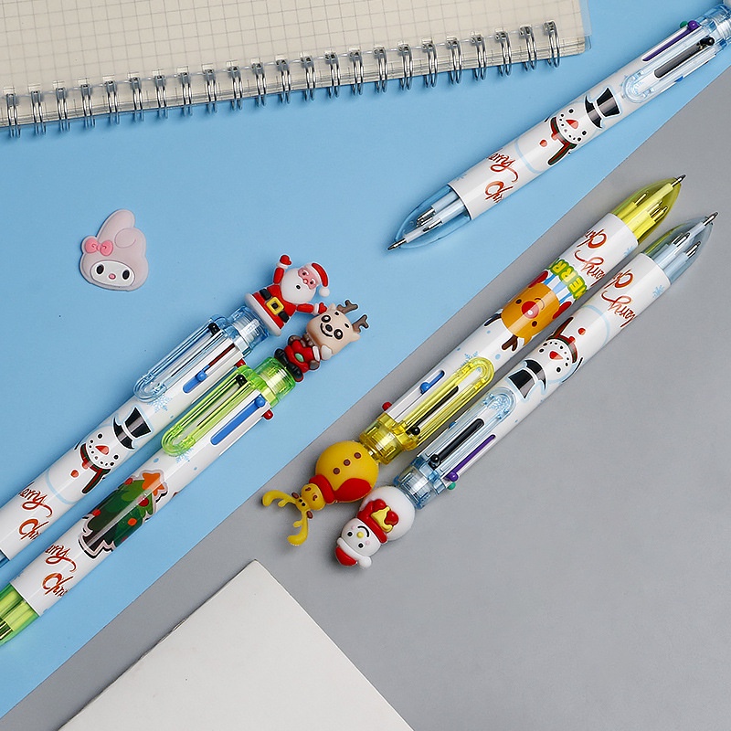 1 Pcs Baru Gel Pena Kartun Santa Claus 6-warna Tekan Kreatif Tangan Pulpen Kawaii Bolpoin Hadiah Sekolah Kantor Stationary