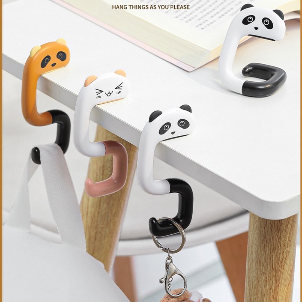 ღ Hewan Lucu Hook Putar Gantungan Tas Tangan Lipat Pemegang Gantungan Dinding Meja Hias Tas Kait Perjalanan Plastik Tas Kait serba-serbi Organizer