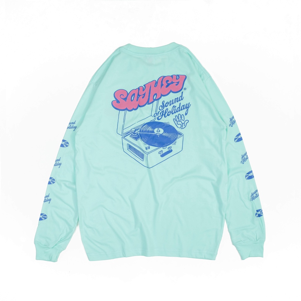 Sayhey Holidayclub - Sound LS | Kaos Longsleeve Cotton 24s Warna Pastel Tosca | Size Unisex | Tshirt