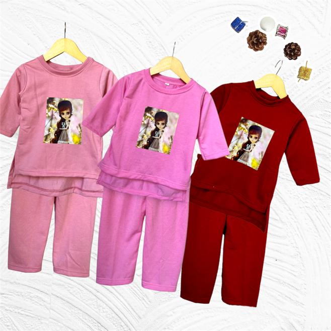 Baju anak perempuan bahan babyterry usia 1 sampai 7  tahun// baju slebew oversize//baju anak perempuan selebew/// setelan anak perempuan