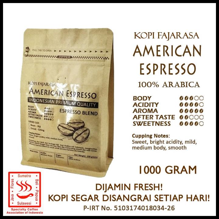 

Kopi Fajarasa American Espresso Biji Kopi Espresso Blend 1 Kg