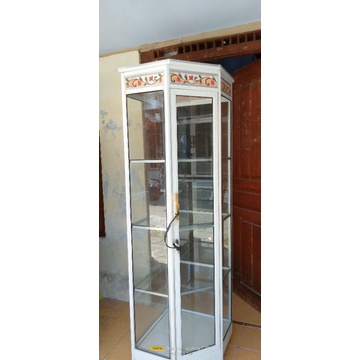 TERMURAH PROMO LEMARI SUDUT KACA / LEMARI HIAS ALUMUNIUM KACA LEMARI DISPLAY BARANG PRODUK POJOK RUA
