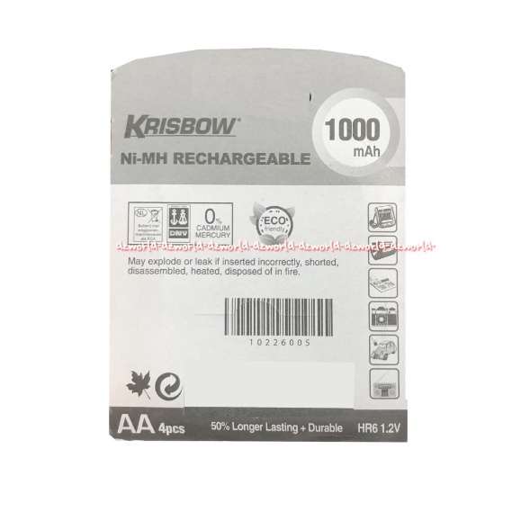 Krisbow Ni MH Rechargeable 1000AH Baterai AA 4Pcs Batrai Bisa Di Charge Ulang Dipakai Berkali Kali A2 Battery AA